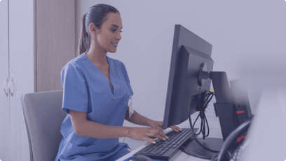 Image of healthcare worker using the BookJane J360 Workforce platform on a computer