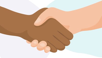 Graphic of two BookJane shift workers shaking hands