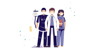 Graphic of a group of BookJane health care providers standing at the ready