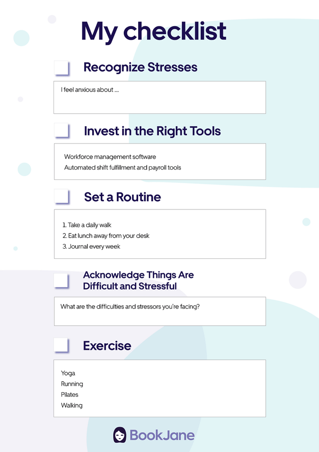 BookJane guide to managing stress in healthcare leaders and frontline workers