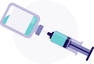 Graphic of BookJane COVID-19 vaccine being extracted from vile into the syringe