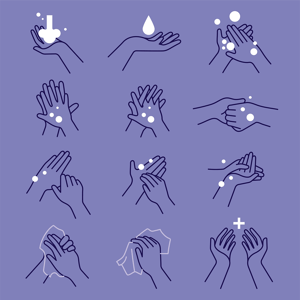 Graphic of BookJane's hand washing procedures to prevent contraction of COVID-19 and the Seasonal Flu