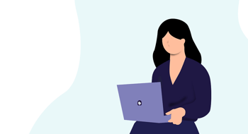 Graphic of BookJane worker on a laptop